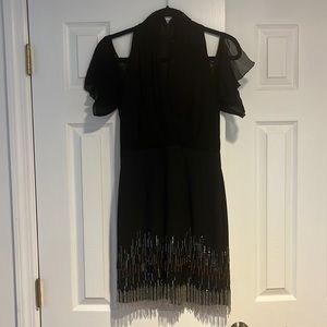 Nicole Miller 1920s inspired cold shoulder dress